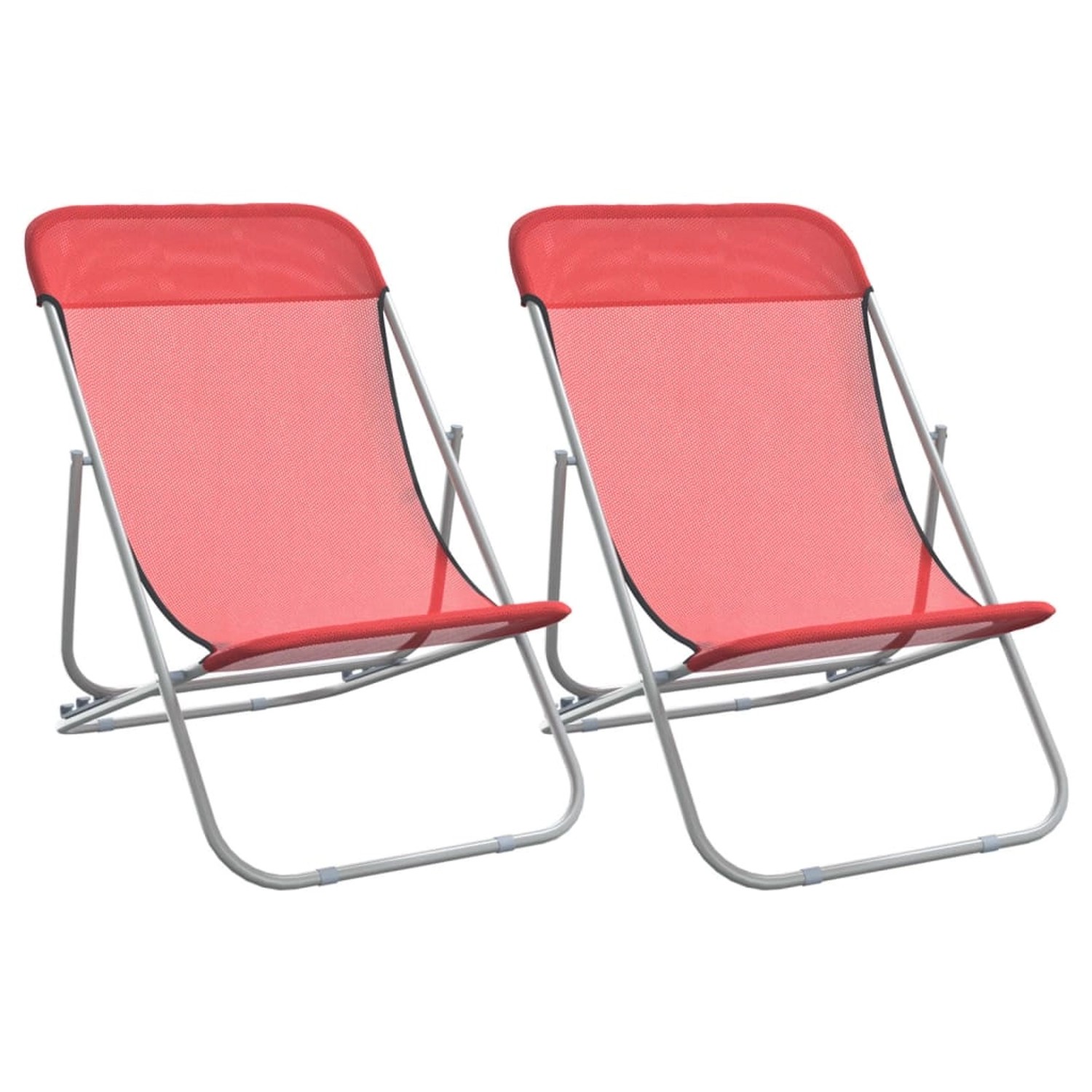 vidaXL Strandstühle 2 Stk Rot Textilene & Pulverbeschichteter Stahl 360189 günstig online kaufen