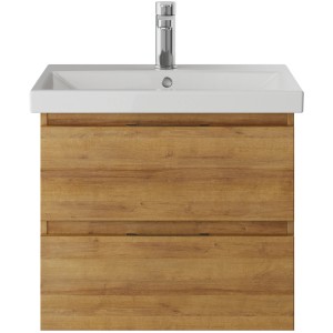 Pelipal Waschbeckenunterschrank Serie 4035 in Riviera Eiche, 56 cm breit, mit zwei Schubladen.