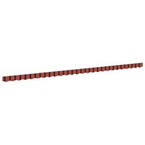 Orange-schwarz gestreifte Markisenschürze aus Polyester, 6 m lang, mit Wellenkante für Sonnenschutz.