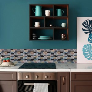 Relaxdays Fliesenaufkleber 10er Set Kunststoff Steinoptik Selbstklebend Wasserfest Ablösbar 31 cm x 31 cm x 0,1 cm 100 g