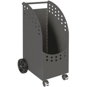 Anthrazitfarbener Lienbacher Holzwagen mit Rollen für Kaminholz & Pellets.