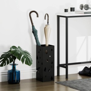 Furnicato Schirmständer aus Stahl, schwarz, mit Haken und Tropfschale. Praktisch und dekorativ.