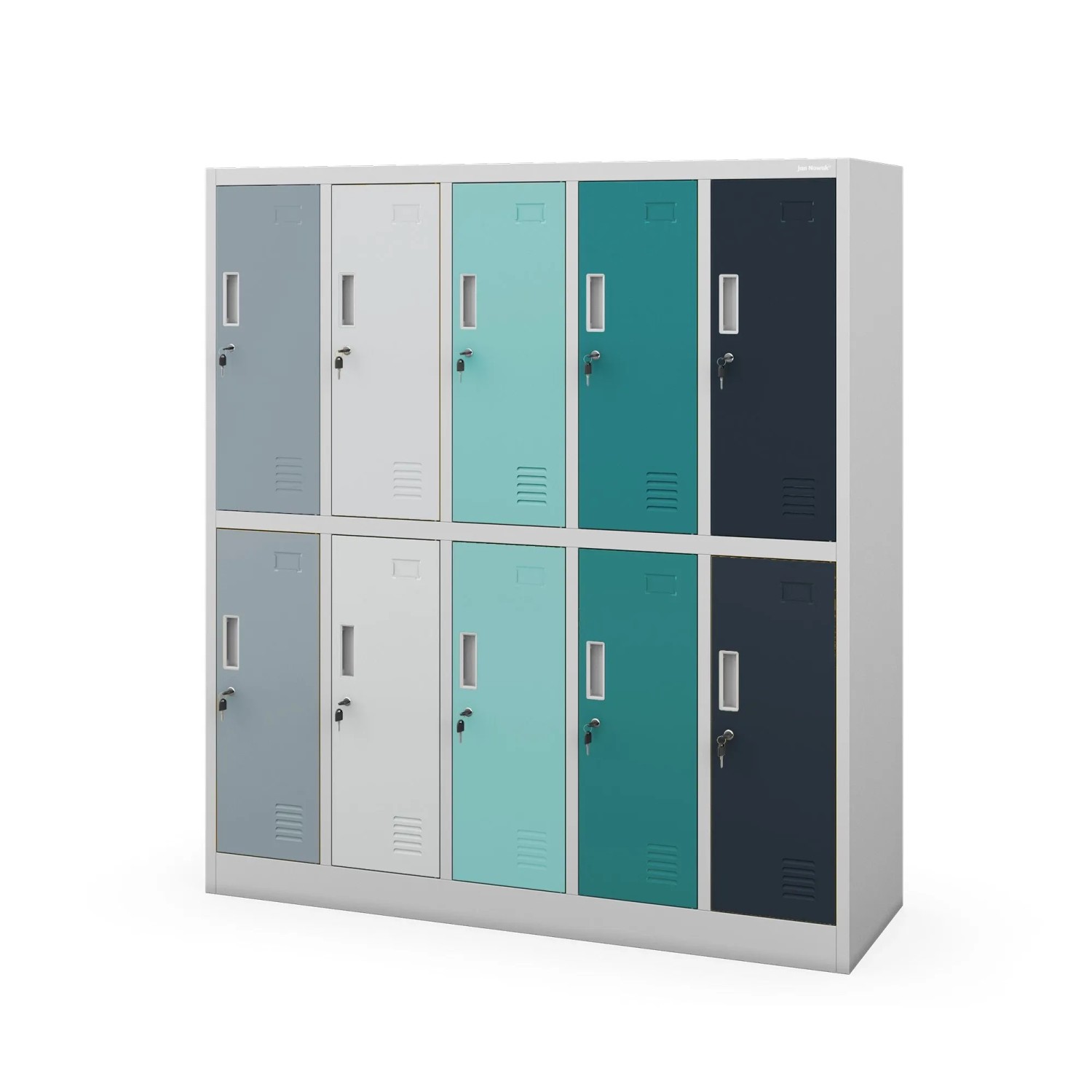 Jan Nowak Kleiderspind mit 10 Fächern BARTUS 150 x 136 x 45 cm Grau-Blau-Dunkelblau