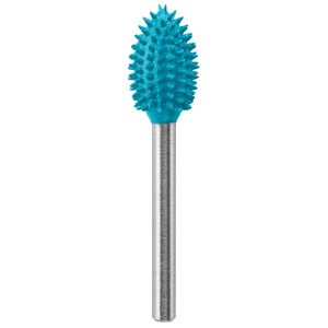 Flammenförmiger Dremel Raspelfräser Max 9953 in Türkis, Ø 9,5 mm, mit scharfen Zähnen für präzises Schnitzen.