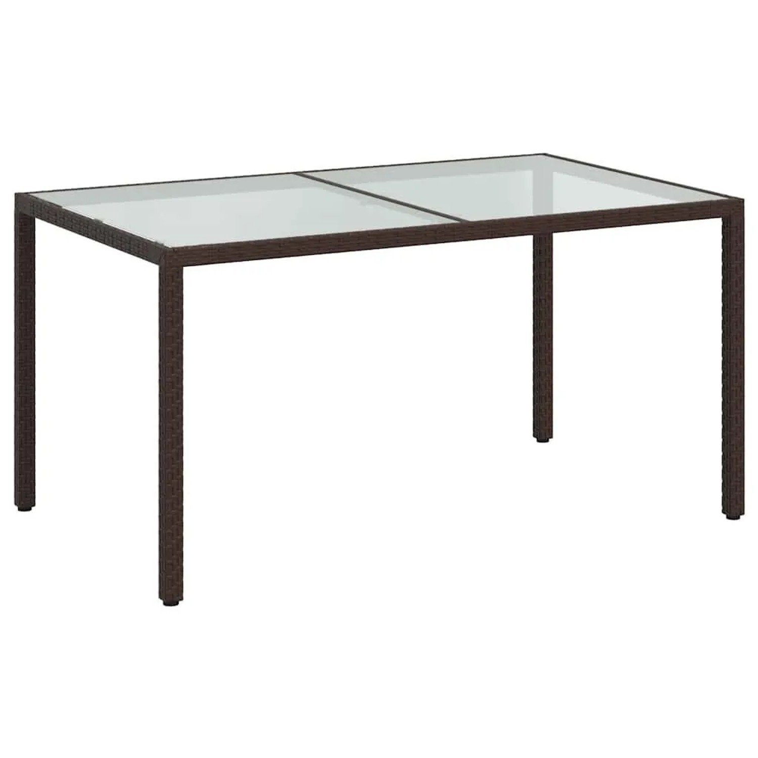 Furnicato Gartentisch 150x90x75 Cm Gehärtetes Glas Poly Rattan Braun