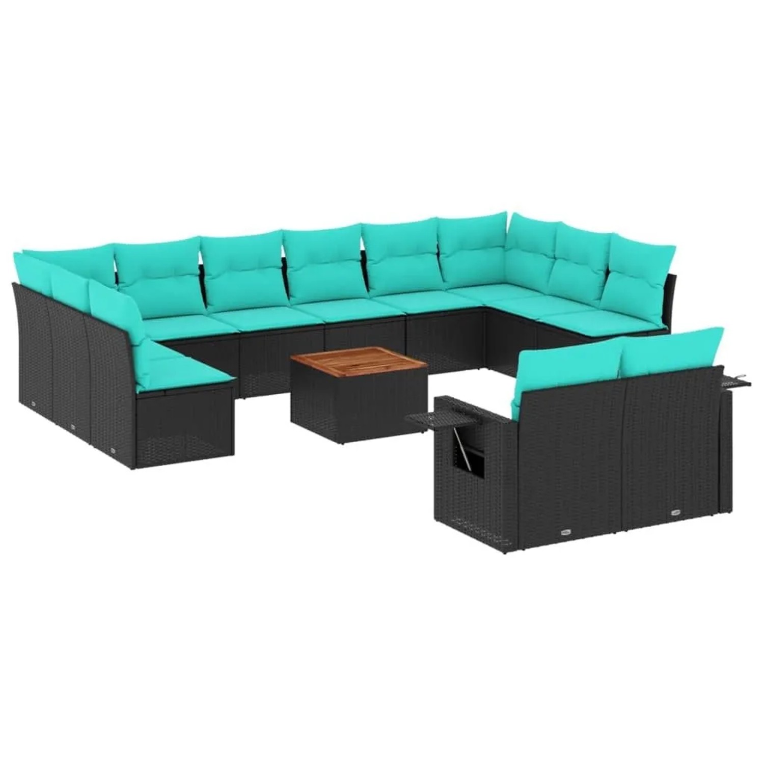 vidaXL 13-Tlg Gartensofa-Set mit Kissen Schwarzes Polyrattan 3224797 günstig online kaufen