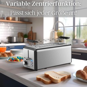 Steinborg Langschlitztoaster SB-2211 XXL mit Brötchenaufsatz und LED-Display.
