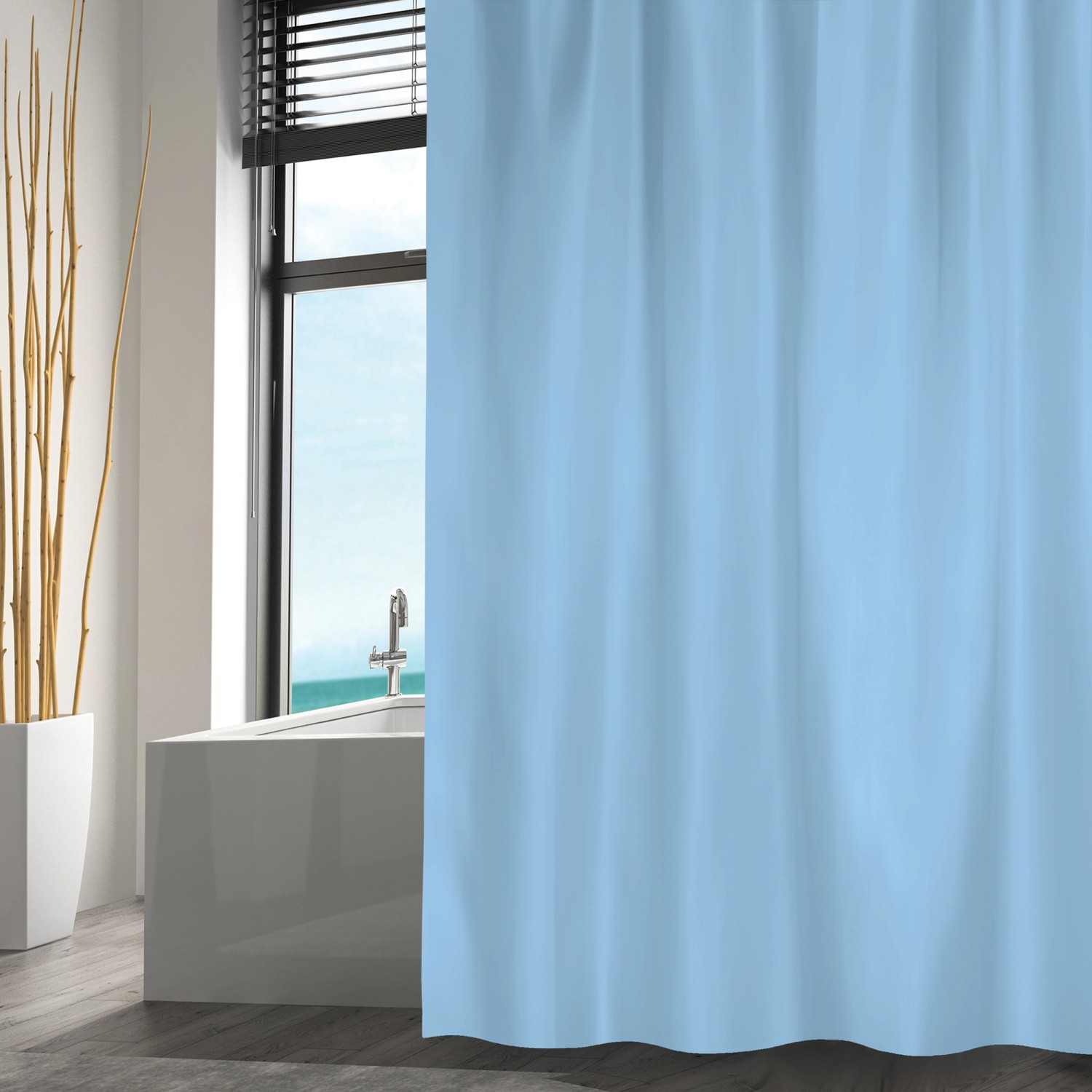 MSV Duschvorhang Polyester 180 cm x 200 cm Himmelblau günstig online kaufen