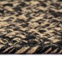 Handgefertigter Jute Teppich, schwarz und braun, 210 cm Durchmesser.