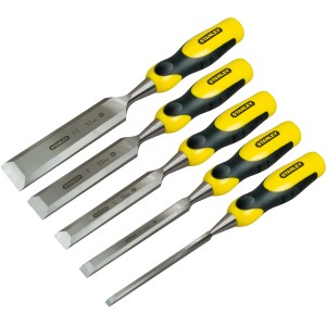 Stanley DynaGrip Stechbeitel Set, 5-teilig (6-32mm), Chrom-Stahl, gelb-schwarze Griffe.