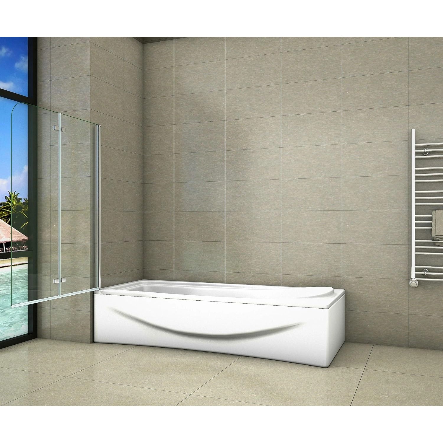 Duschparadies Badewannenaufsatz Badewannenfaltwand 90x140cm Duschabtrennung Duschwand 6mm Nano Glas Dusche_6