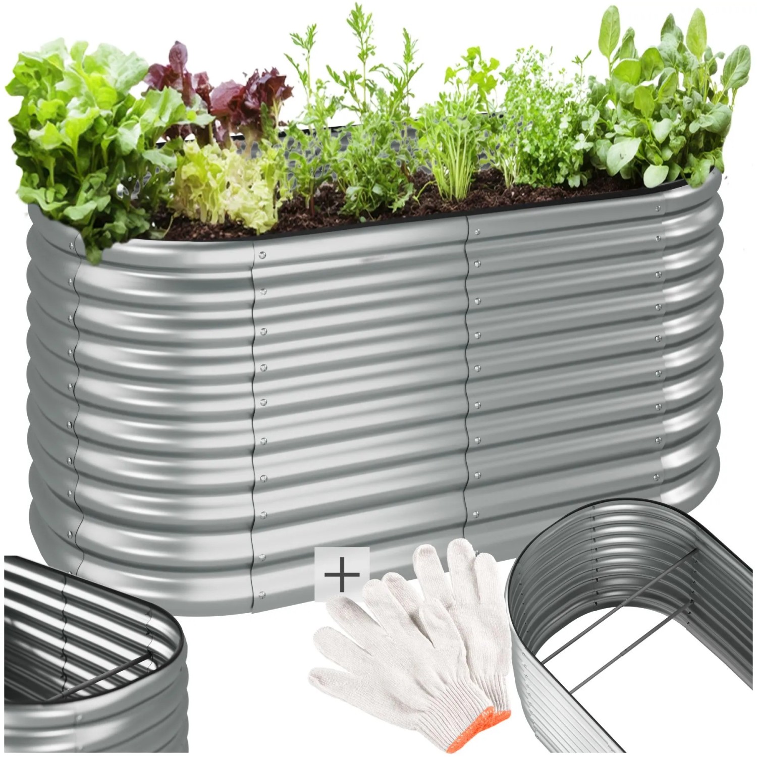 Tectake Hochbeet Flormma Aus Verzinktem Stahl 804 Liter Fassungsvermögen  80 x 160 x 80 cm Silber