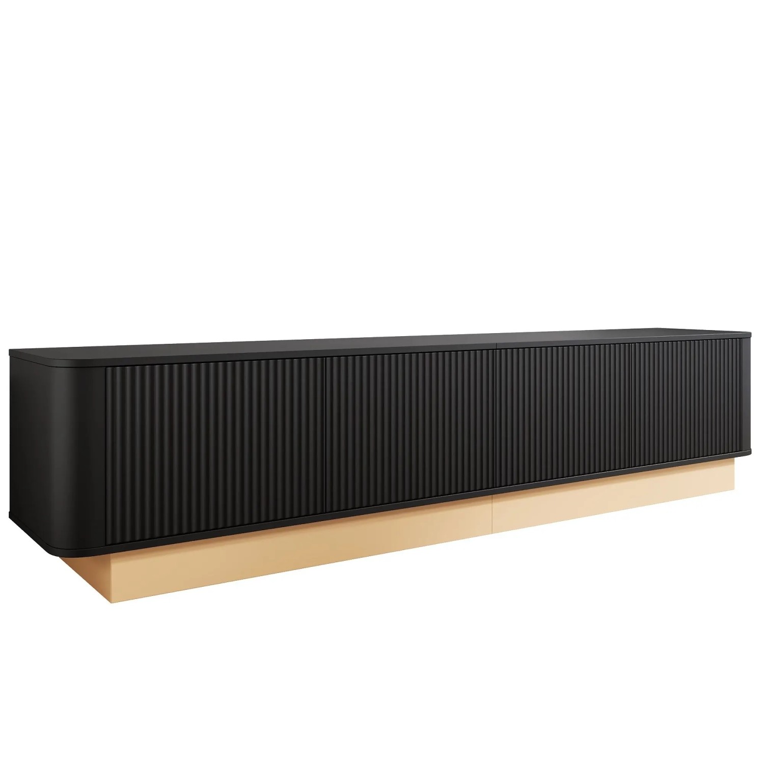 ModernLuxe TV Lowboard Luxus mit 4 Türen Modern Stil MDF Schwarz