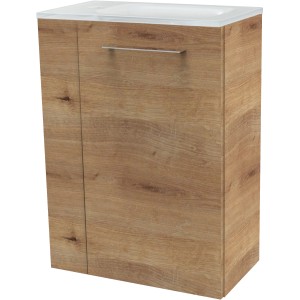 Fackelmann Waschbeckenunterschrank SBC Asteiche, 44 cm breit, mit einer Tür und Griff.