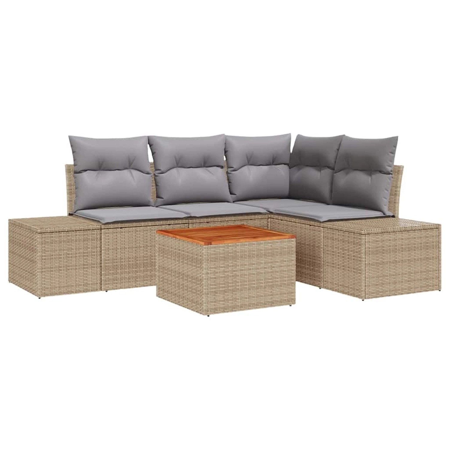 vidaXL Garten-Sofa-Set mit Kissen 5-Tlg Beige Poly Rattan 3347952 günstig online kaufen