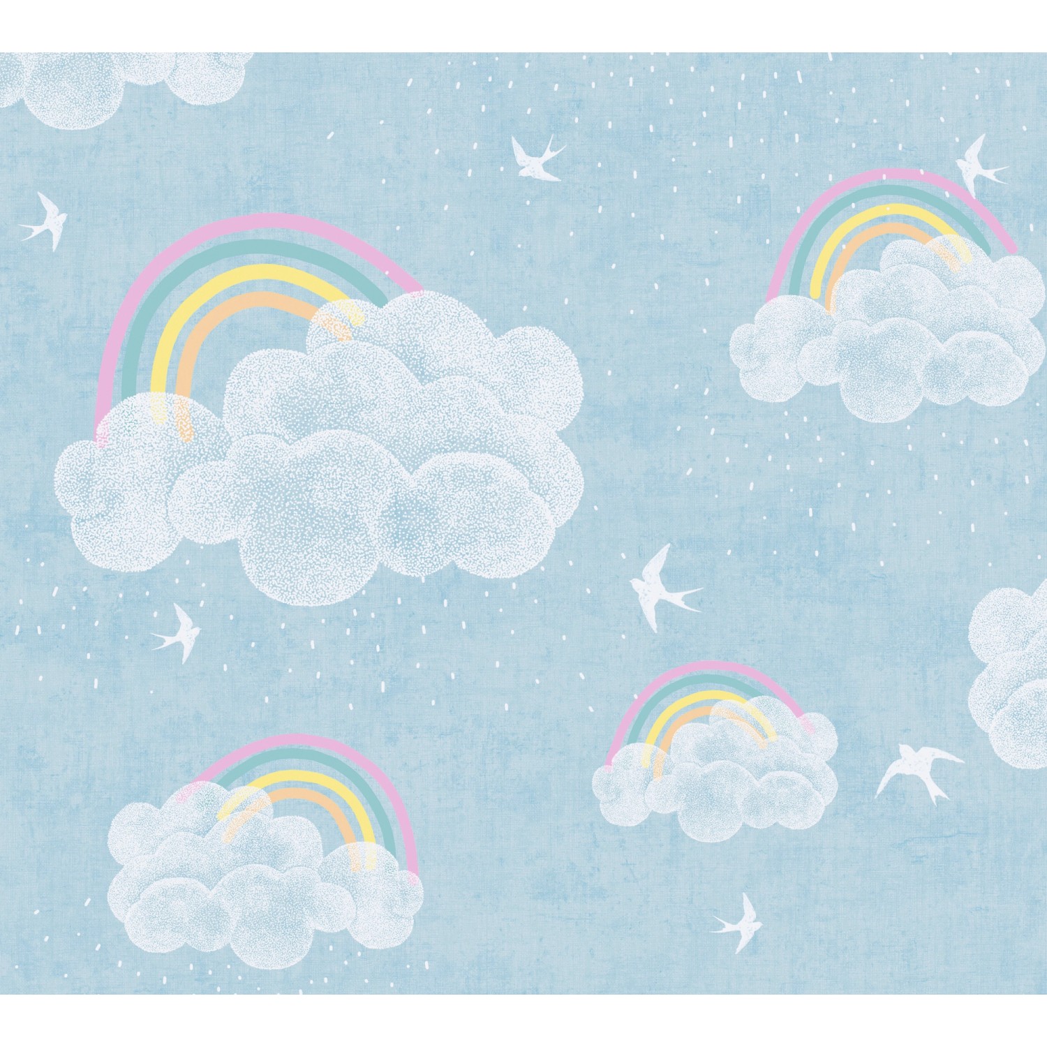 A.S. Creation Vliestapete Wolken Regenbogen 10,05 m x 0,53 m Blau-Bunt FSC® günstig online kaufen