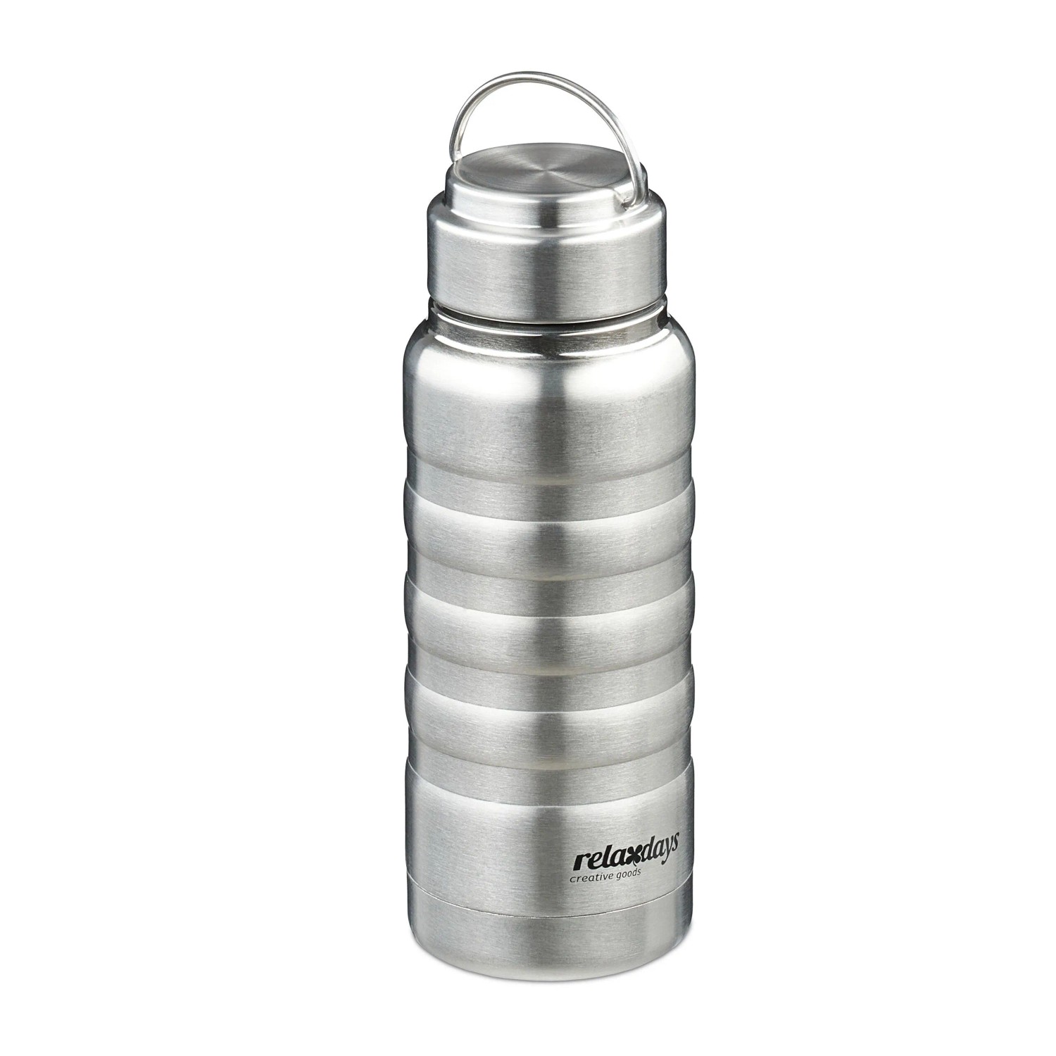 Relaxdays Isoliertrinkflasche Edelstahl Silber Doppelwandig Vakuumisoliert Auslaufsicher 400 ml 20 cm x 7,5 cm 320 g
