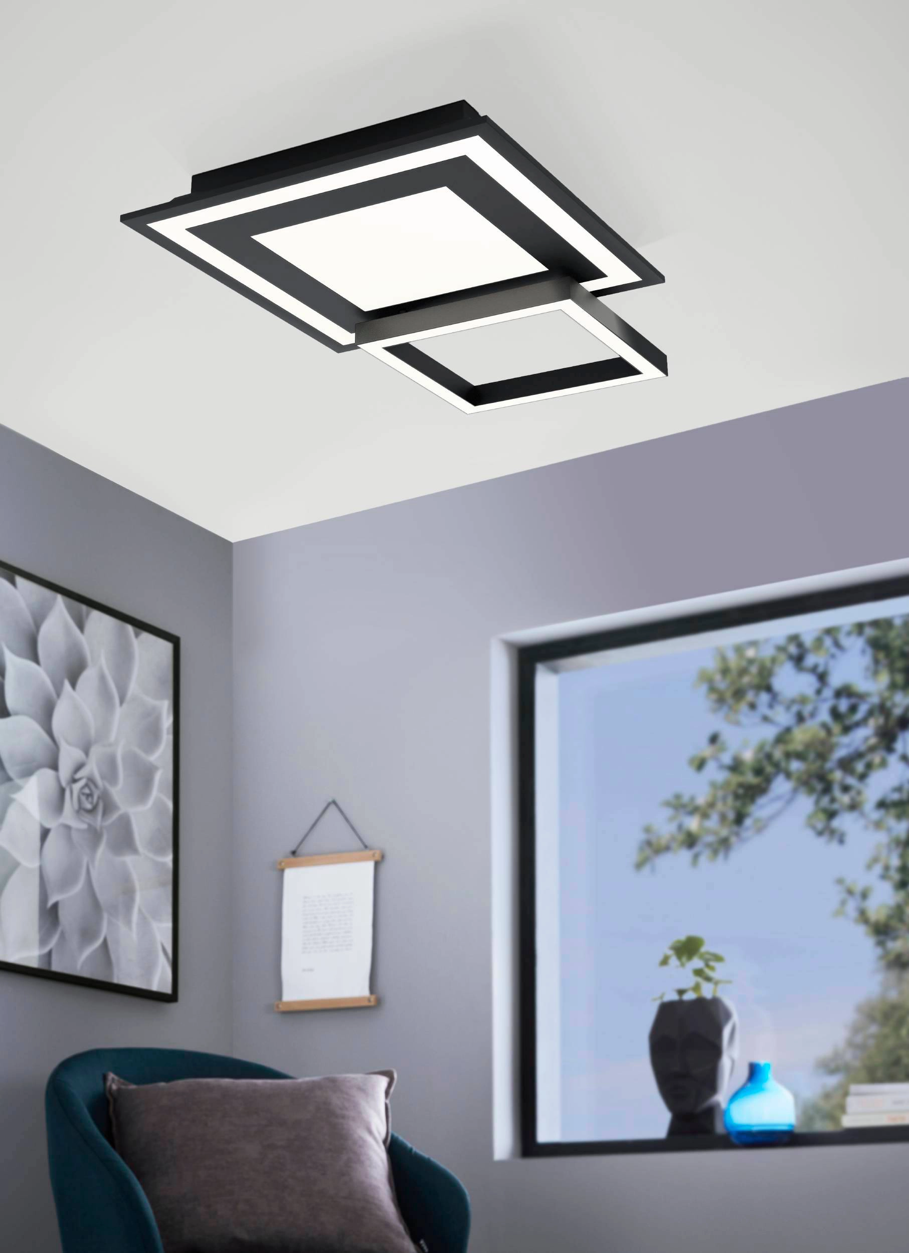 Eglo LED-Deckenleuchte Zigbee Savatarila-Z Eckig OBI kaufen bei W Schwarz 2,7 Weiß