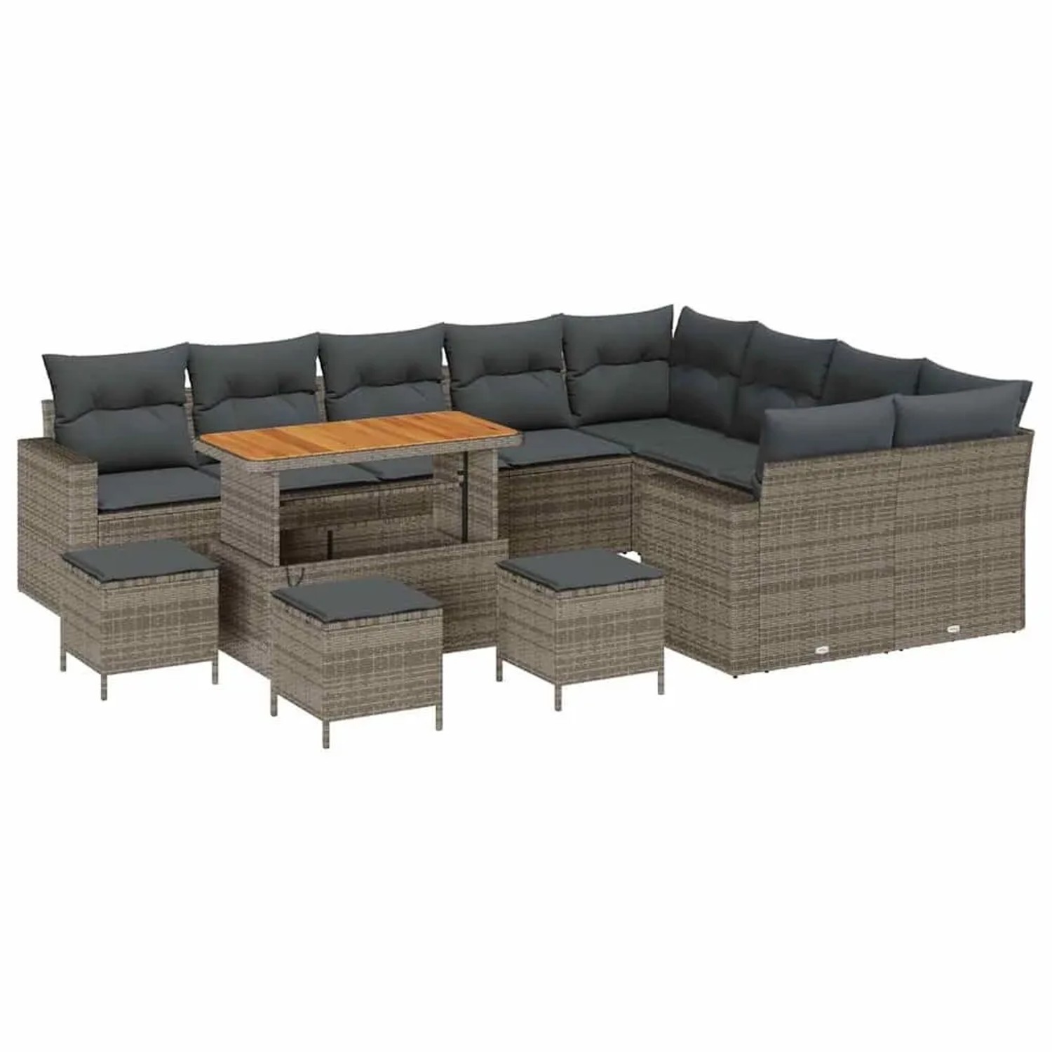 vidaXL Gartensofa-Set mit Kissen 14 Stk Grau Poly-Rattan 3363613 günstig online kaufen