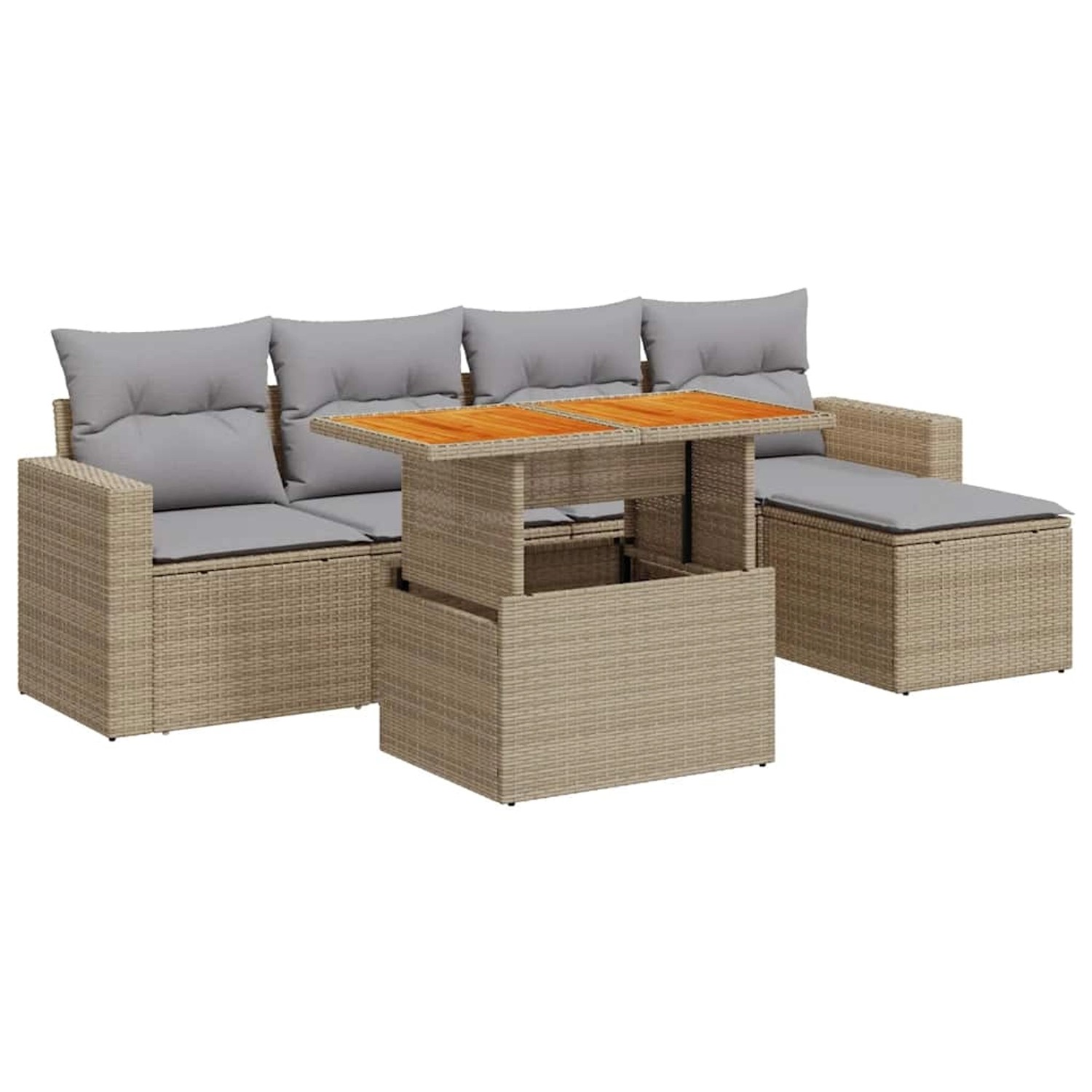 vidaXL 6-Tlg Garten-Sofagarnitur mit Kissen Beige Poly Rattan 3327027 günstig online kaufen