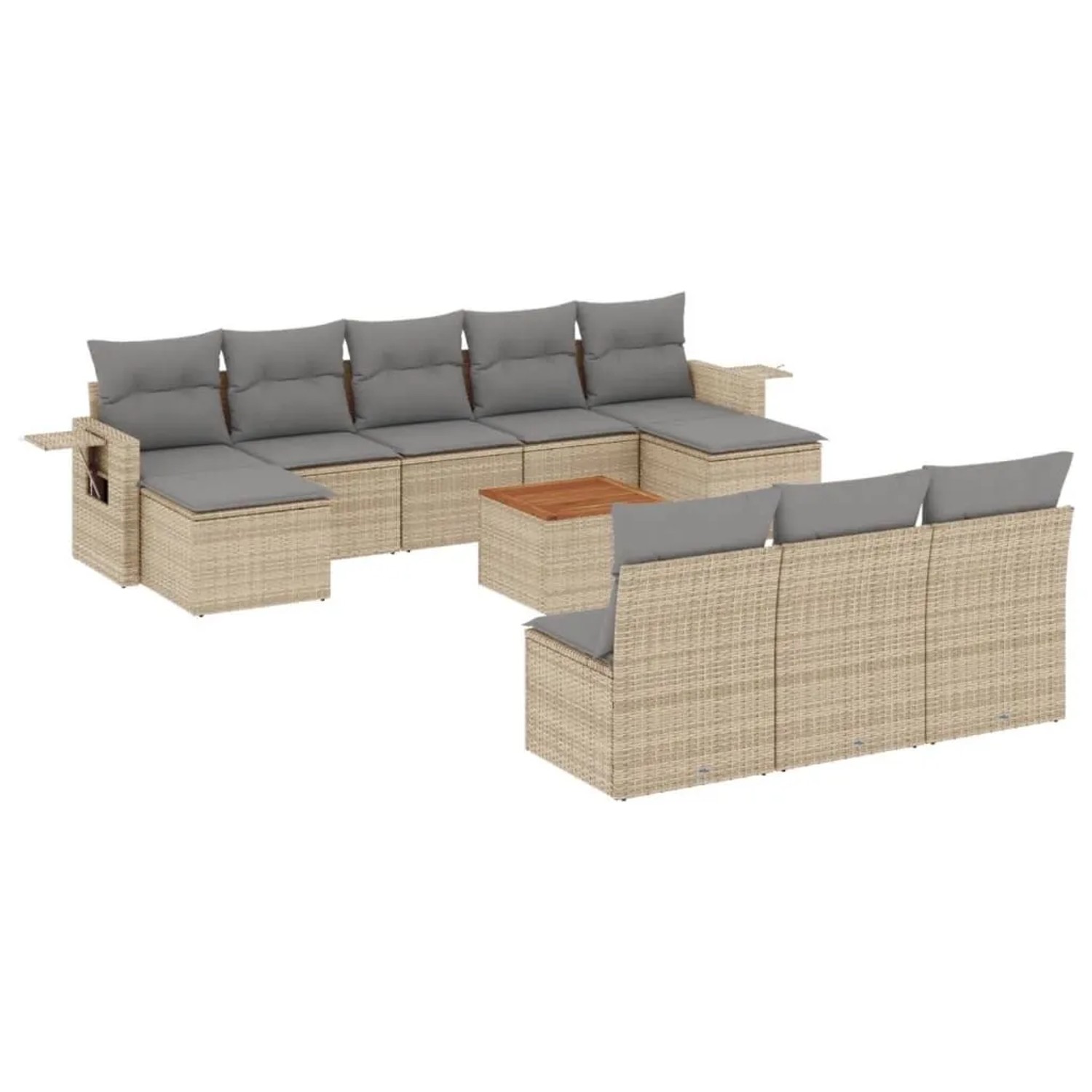 vidaXL 11-Tlg Garten-Sofagarnitur mit Kissen Beige Poly Rattan 3224771 günstig online kaufen