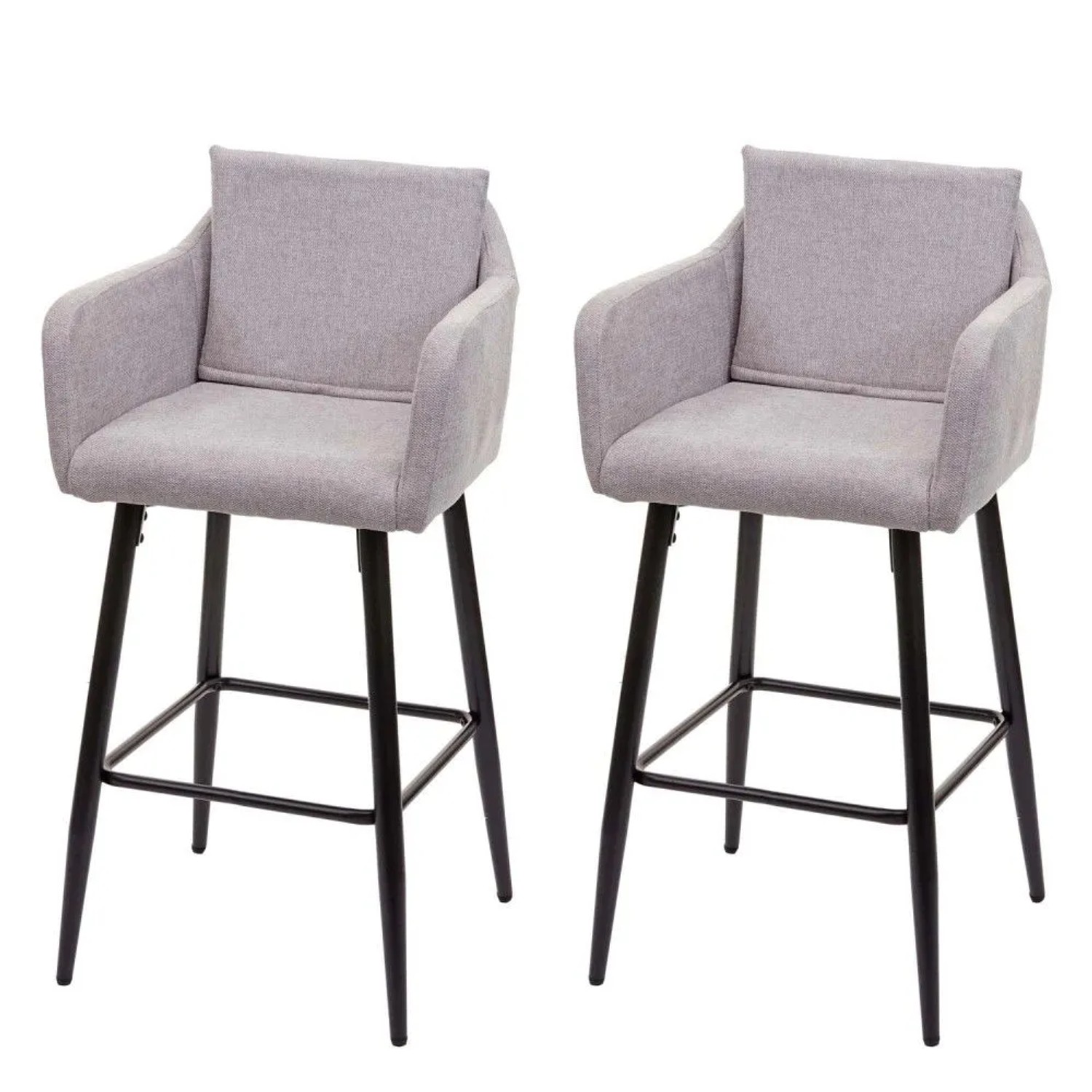 MCW Barhocker H93 2er-Set Stoff/Textil Hellgrau