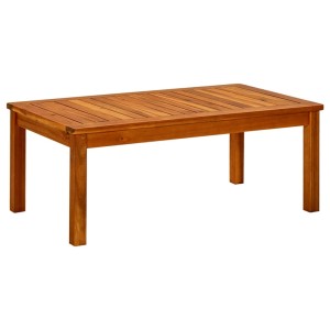 Rechteckiger Garten-Couchtisch aus Akazienholz mit Lattenmuster, 90x50x36 cm.