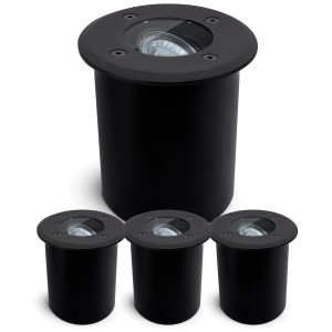 SSC-LUXon Juavi 4er Set Bodeneinbaustrahler, schwarz, rund, IP67, ohne Leuchtmittel.