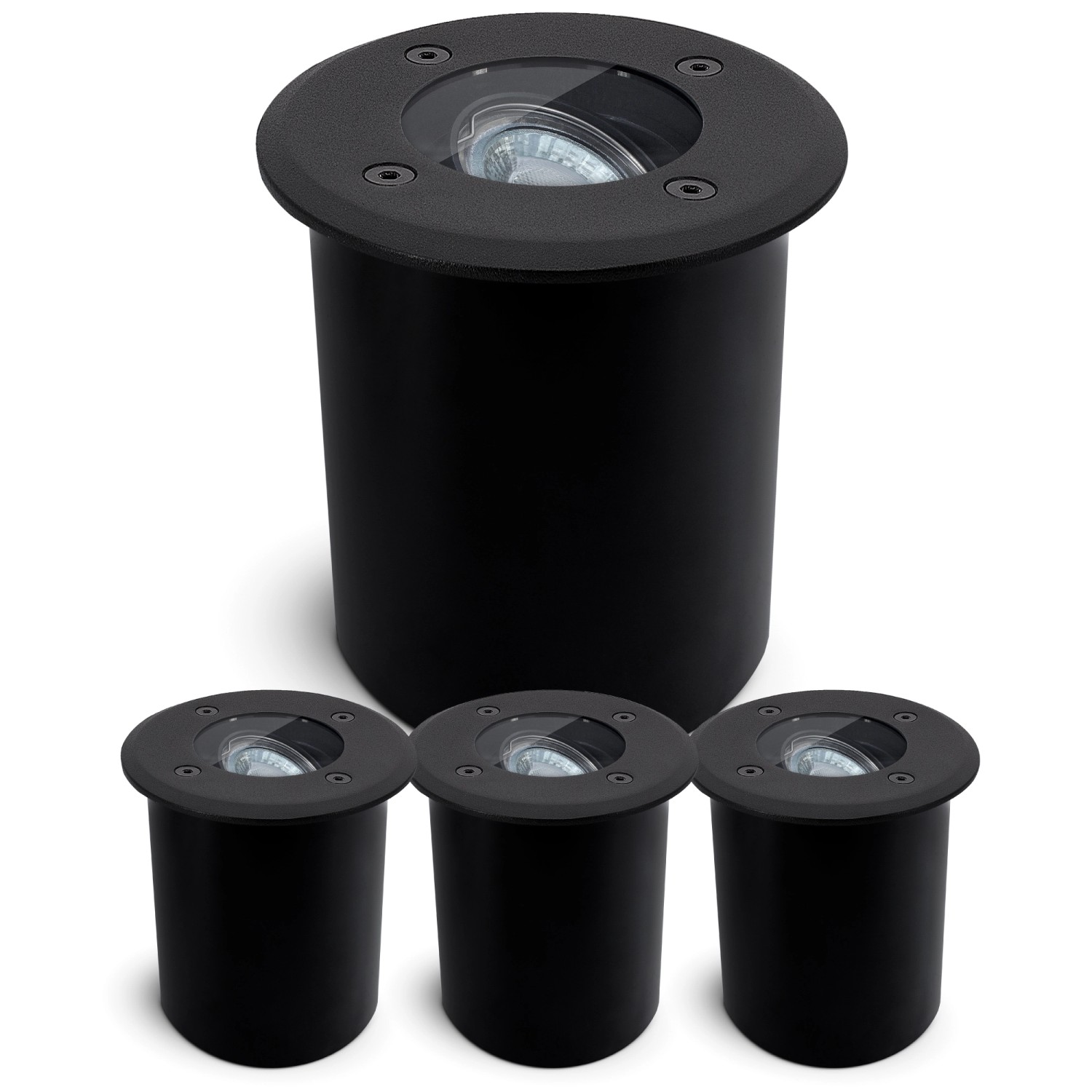 SSC-LUXon 4er Set Juavi Bodeneinbaustrahler Schwarz Rund IP67 für GU10 Fahr günstig online kaufen