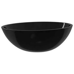 Schwarzes Glas-Waschbecken, 50x37 cm, für Bad & WC.