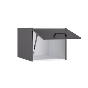 OPTIFIT Aufsatzschrank Kiel420, 40cm, anthrazit matt, mit geöffneter Klappe. Hauswirtschaftsraummöbel.