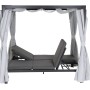 Siena Garden Loungebett Waikiki mit anthrazitfarbenem Gestell und hellgrauen Vorhängen.