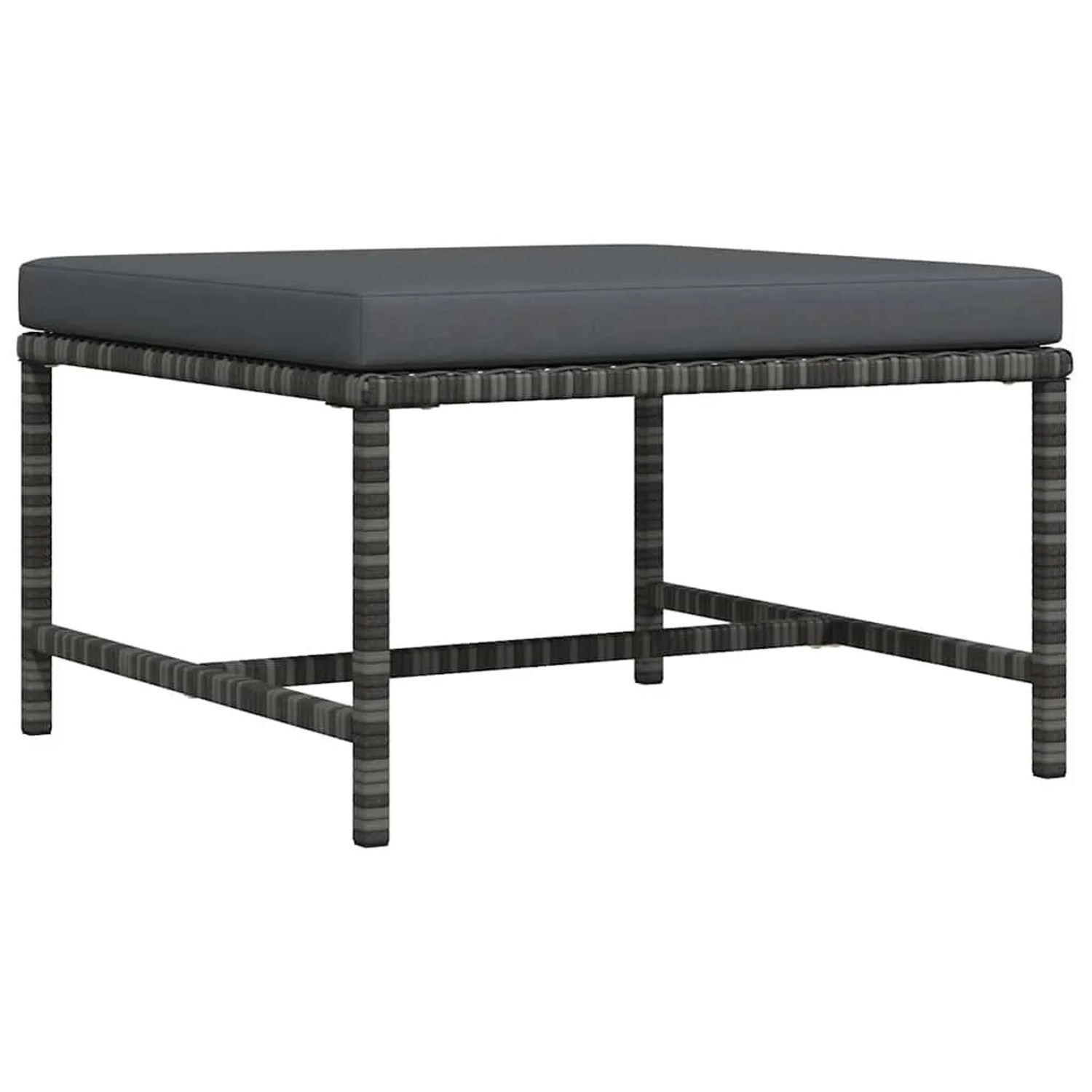 vidaXL Modular-Fußhocker mit Kissen Grau Poly Rattan 313495