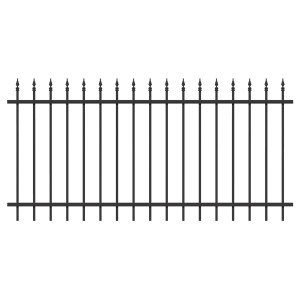 Schwarzes Metallzaun Grund-Set Chaussee zum Einbetonieren, 120x1000 cm, für den Garten.