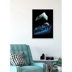 Sanders & Sanders Poster "Die Rächer" (50x70 cm) in Schwarz und Blau mit Thors Hammer.