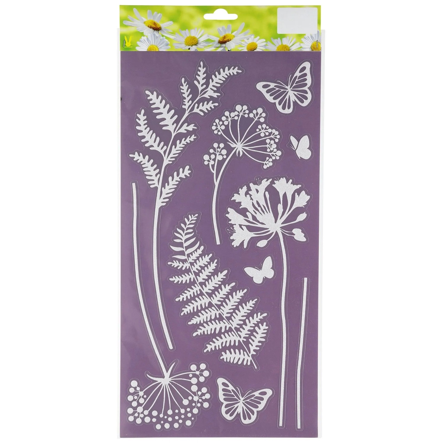 Glitzer-Sticker Baumblätter 17,8 cm x 34,8 cm Weiß