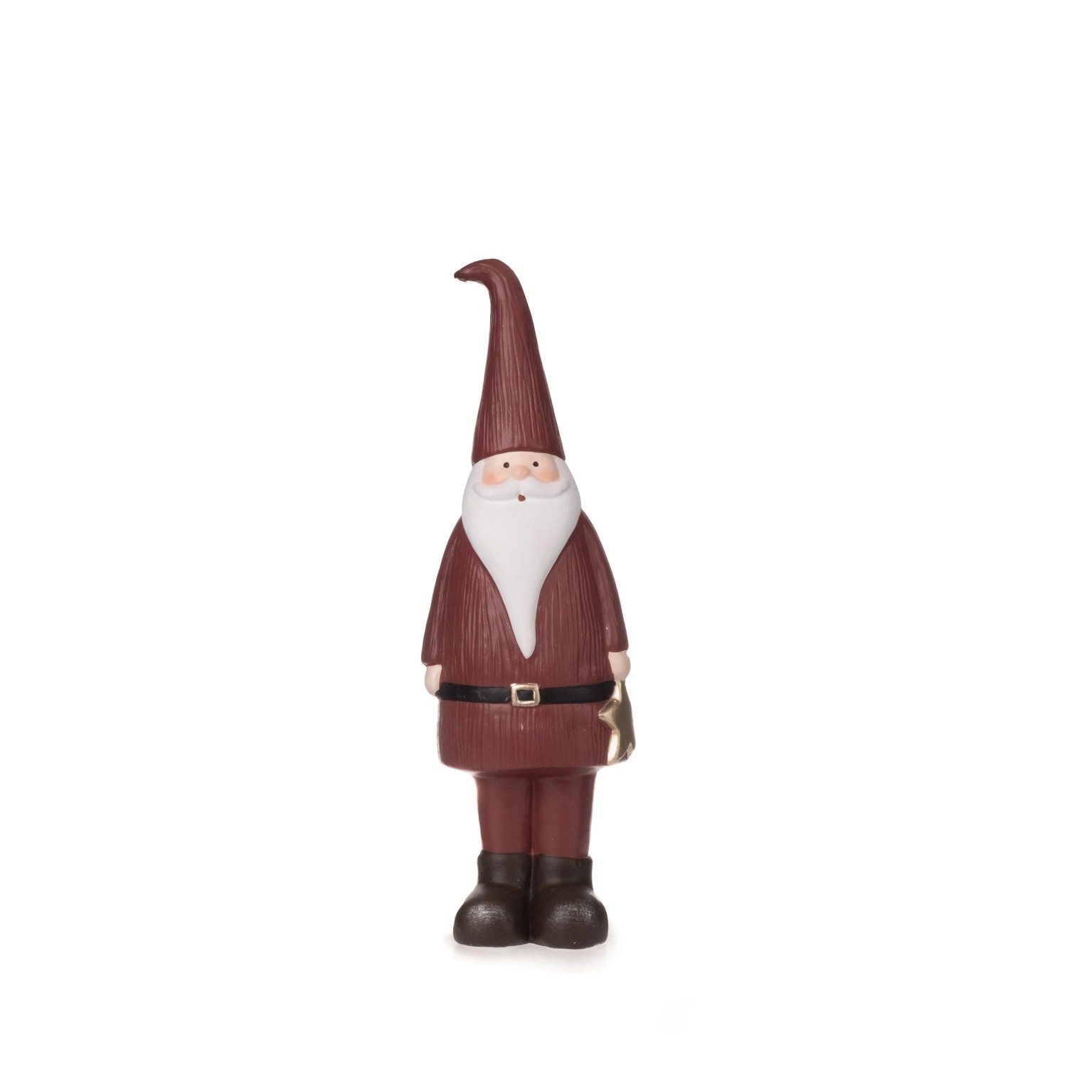 Weihnachts-Deko Santa Figur Terracotta 25 cm Dunkelrot