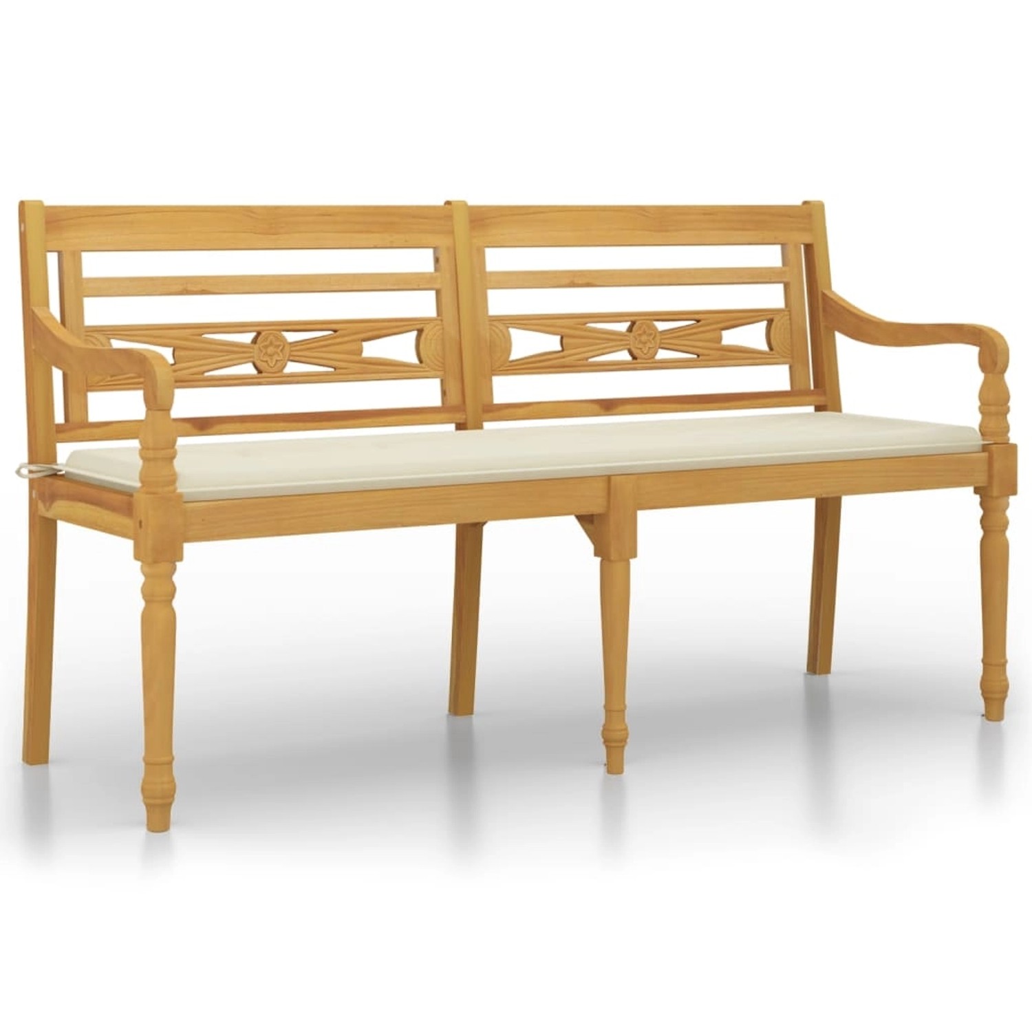 Vidaxl Batavia-bank Mit Creme Kissen 150 Cm Massivholz Teak günstig online kaufen