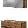 Held Möbel Verona Badmöbel-Set, 60 cm, Wotaneiche: Unterbeckenschrank und Spiegelschrank mit LED-Leuchte.