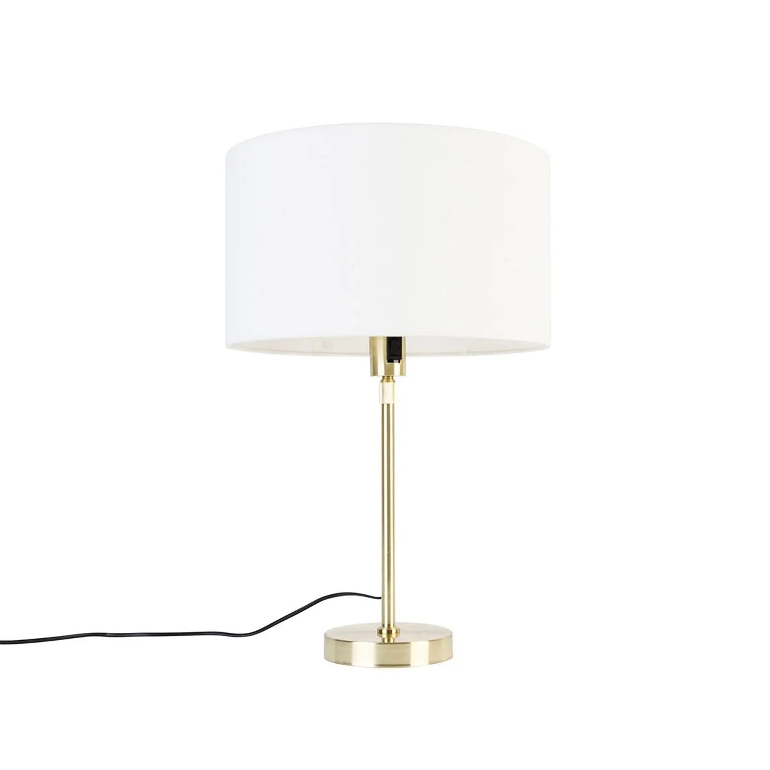 QAZQA Tischlampe Gold Verstellbar mit Schirm Weiß 35 cm Parte