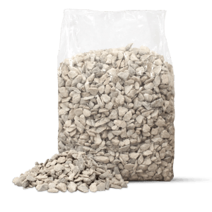 Galamio Calcit Splitt 20kg in transparentem Sack, helle, kristalline Steine für Garten & Deko.