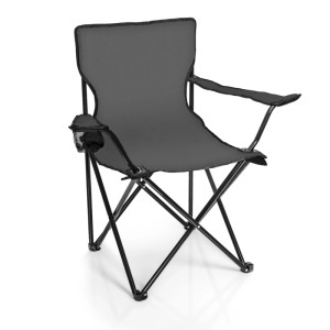 BigDean Faltstuhl Dunkelgrau Campingstuhl Anglerstuhl Mit Getränkehalter Tragetasche Anglersessel Klappbar Klappstuhl Gartenstuhl Faltstuhl