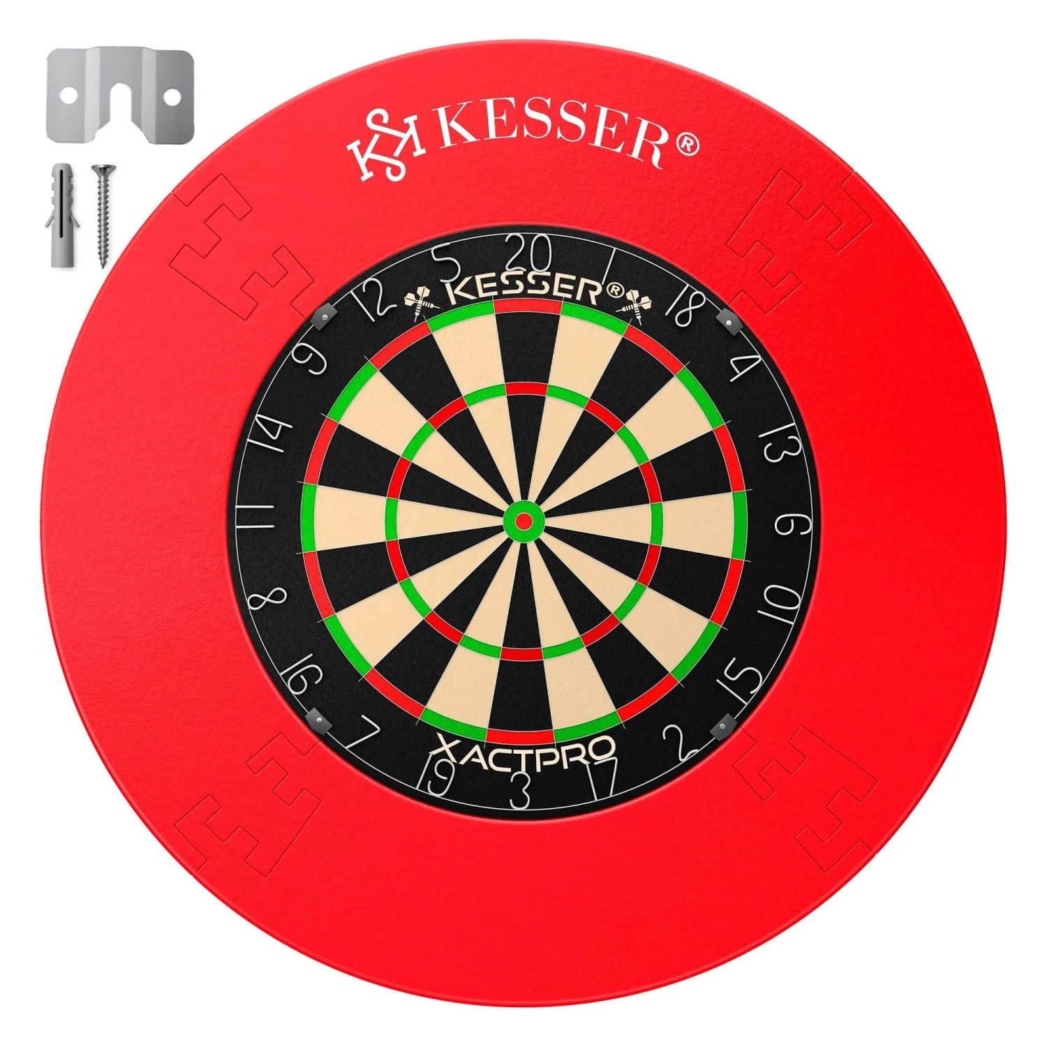 KESSER Dartscheibe Sisal Professional Steeldart Classic inkl. Schutzring Rot