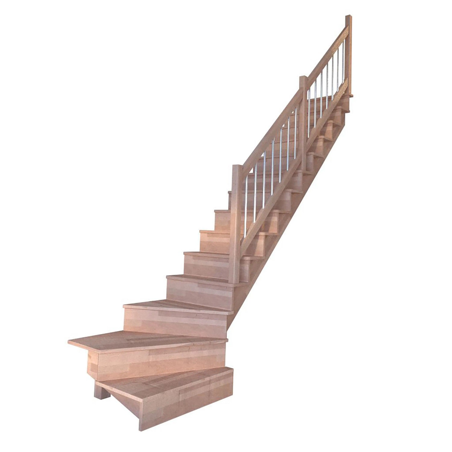 Treppe Lindos Buche Gewendelt R Setzstufen 100 cm Holz-Edelstahl-Geländer F günstig online kaufen