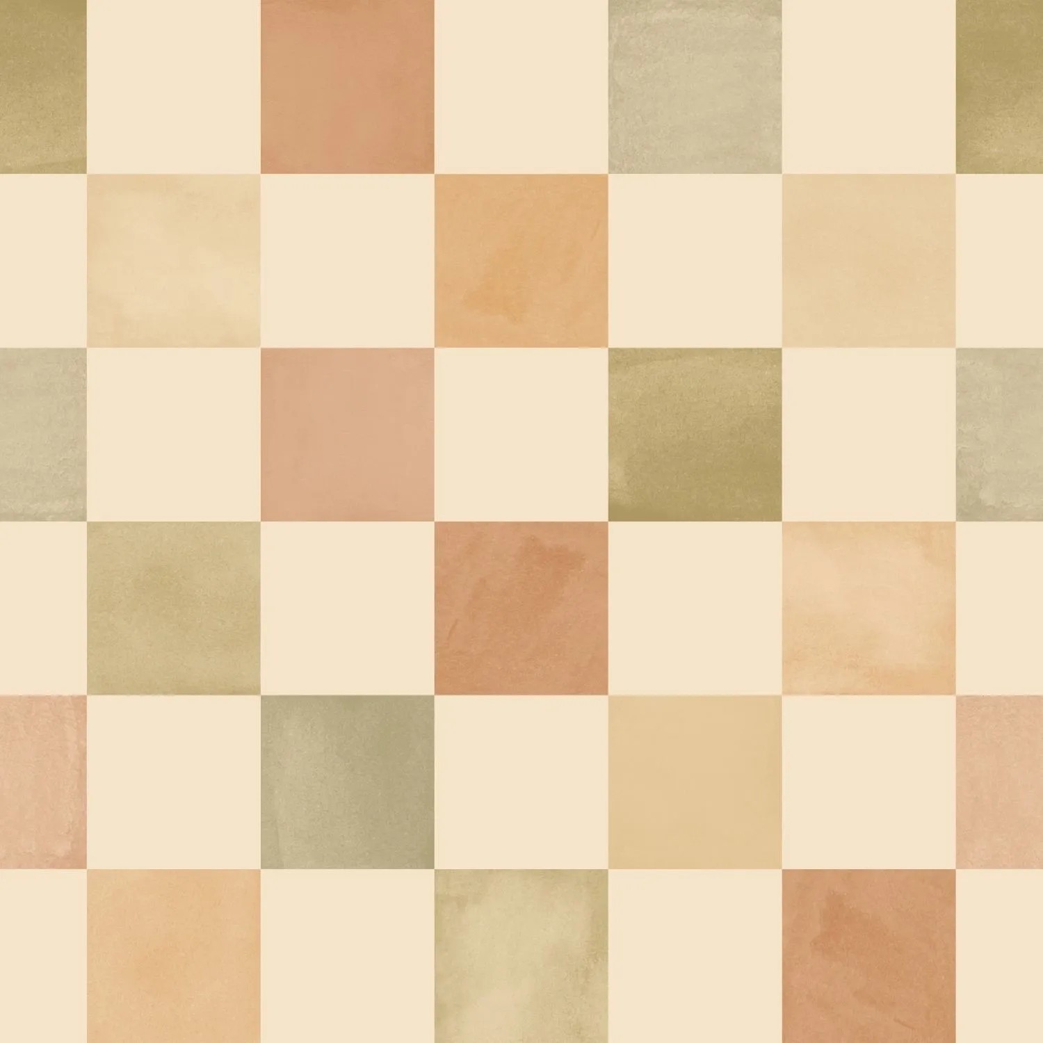 ESTAhome Tapete mit Karomuster in Beige, Braun und Grün.