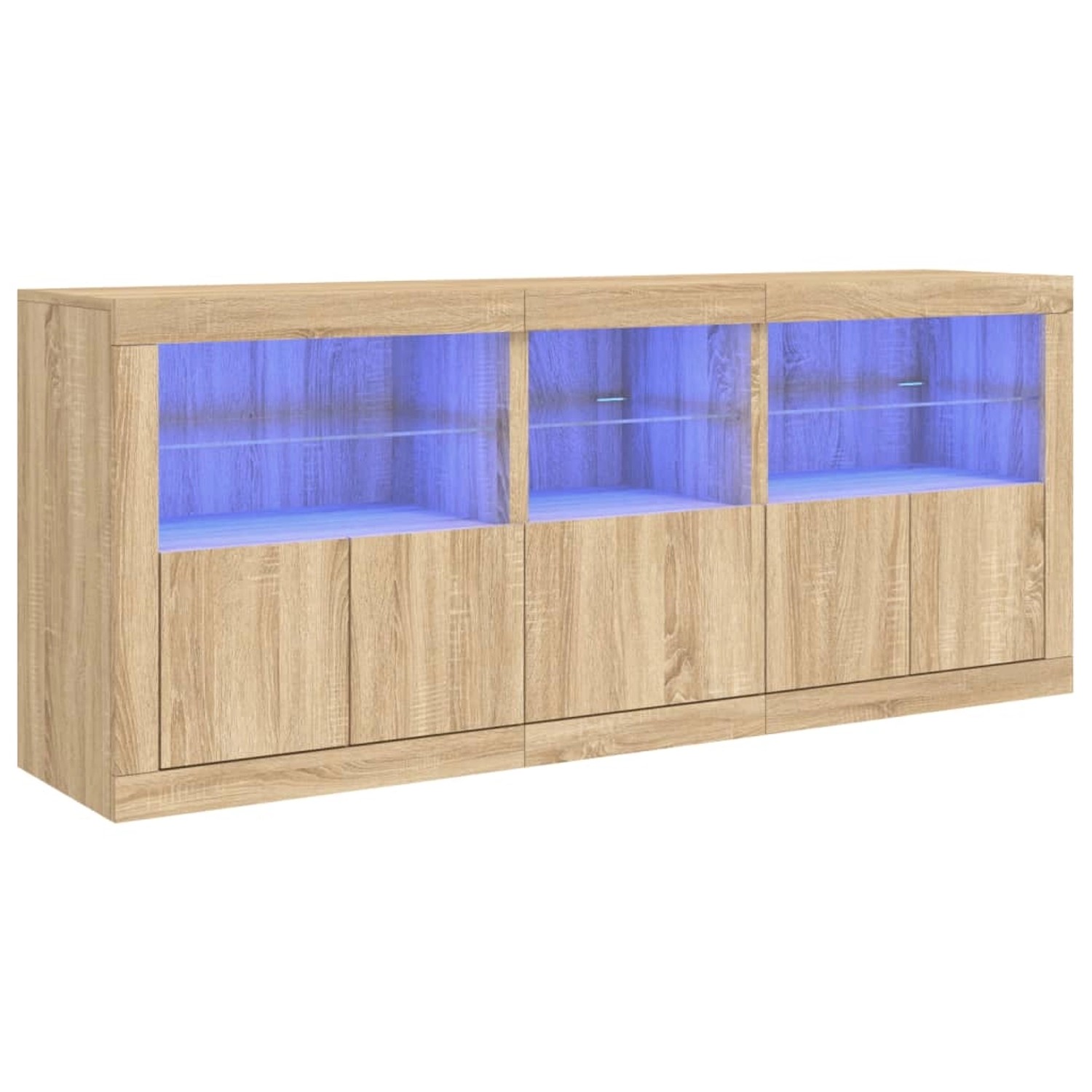 vidaXL Sideboard mit LED-Leuchten Sonoma-Eiche 162x37x67 cm 3208997 günstig online kaufen