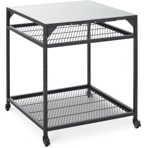 Ooni Modultisch groß: Grilltisch mit Edelstahlplatte, Ablageflächen und Rollen für Grillzubehör.