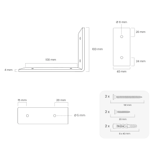 HEVVA Regalwinkel FREIBERG 10 cm Tief 2er Set Schwarz
