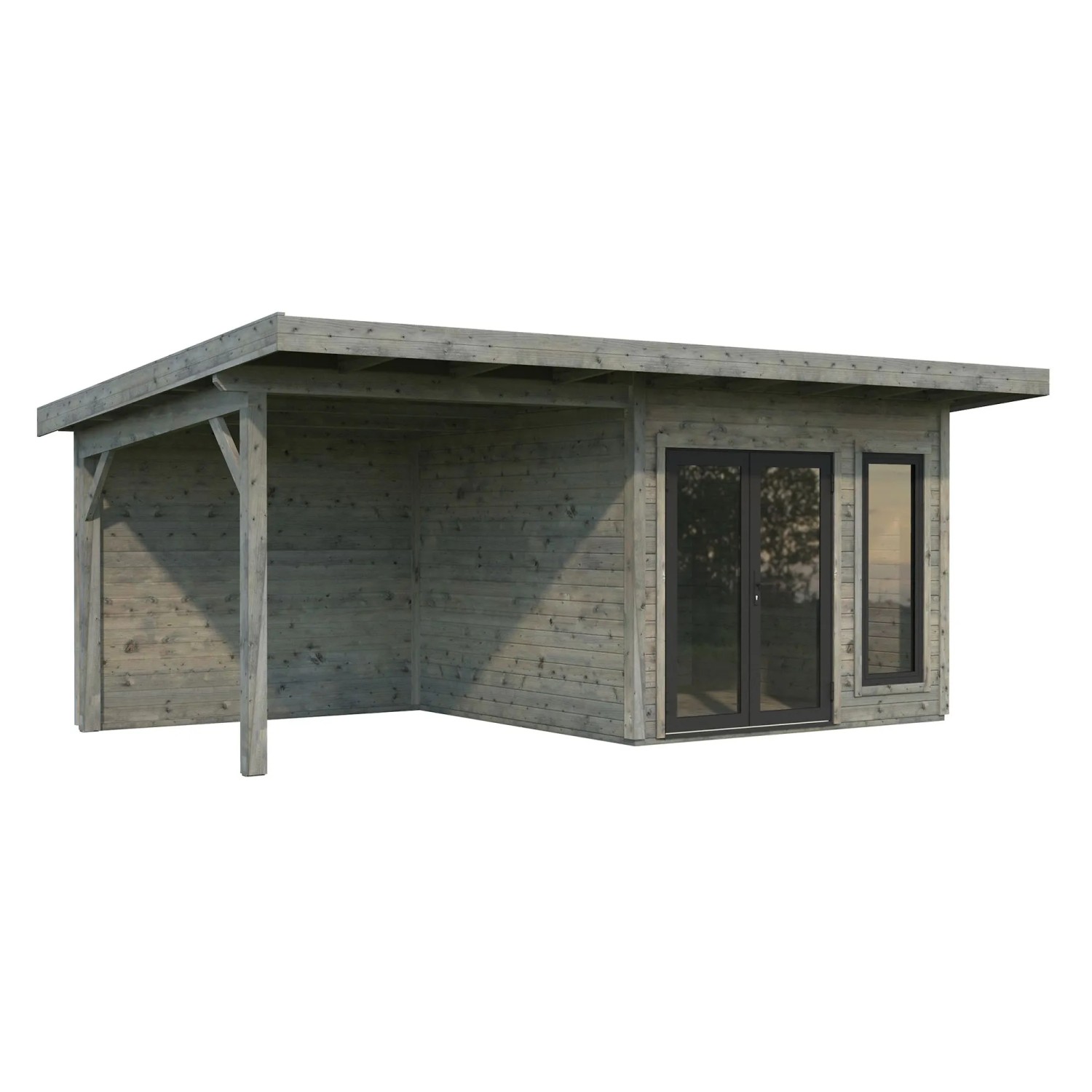 Palmako Holz-Gartenhaus Aurelia Pultdach Tauchgrundiert 599 cm x 300 cm 16,3 m²