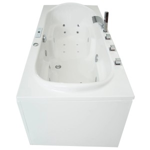 Basera Palau Whirlpool-Badewanne, 180x80 cm, mit Düsen und Armaturen in Weiß.